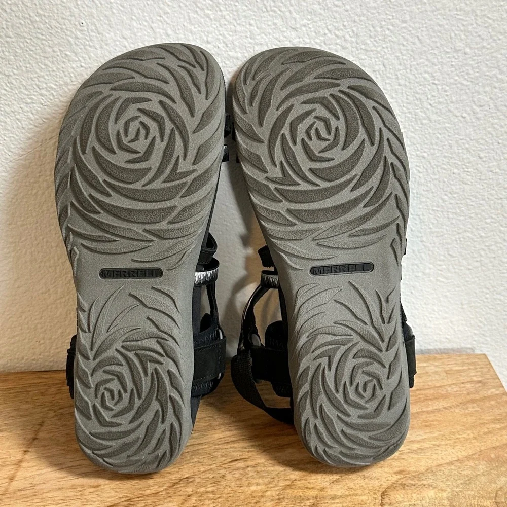 Merrell Terran 3 Cush Lattice Sandals Strappy Hiking Shoes Sz 9 Black J002712